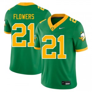 Ducks Aaron Flowers #21 Green Jersey | Essential Embroidery NCAA Football Men Apparel 69429209