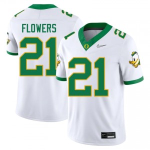 Aaron Flowers #21 Oregon Ducks Jersey | Iconic White College Football Men Stitch 64030157