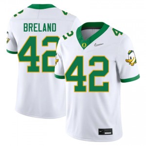 Elite Thread Aydin Breland #42 Oregon Ducks White Jersey | Men University Football Embroidery Fan Gear 81912620