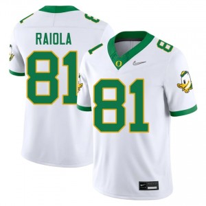 Oregon Dayton Raiola #81 White Jersey | Genuine Embroidery NCAA Football Men Apparel 36834621