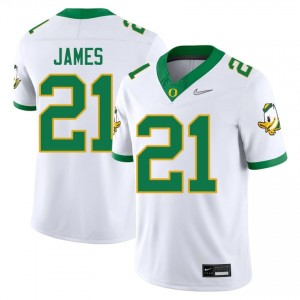 LaMichael James #21 Oregon Ducks Jersey | Iconic White College Football Men Embroidery 27649387