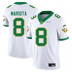 White Marcus Mariota #8 Oregon Ducks Jersey | Men High School Football Moisture Wicking Embroidery 37256578