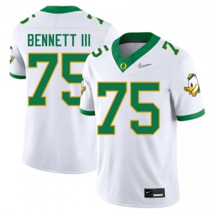 #75 Michael Bennett III Oregon Ducks White Jersey | Authentic Embroidery Men Player Football Gear 92276848