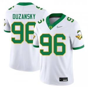 White Nick Duzansky #96 Oregon Ducks Jersey | Men High School Football Licensed Stitch 67418707