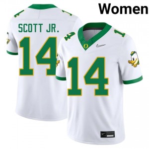 Aaron Scott Jr. #14 UO Ducks Jersey | Gameday White College Football Women Stitch 98863376