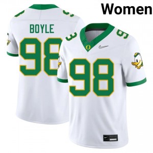 Ducks Andrew Boyle #98 White Jersey | Pro Cut Embroidery NCAA Football Women Apparel 38722613