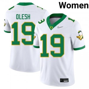 Oregon Ducks Andrew Olesh #19 White Jersey | Genuine Stitch NCAA Football Women Apparel 53690464