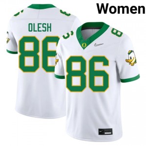 Oregon Ducks Andrew Olesh #86 White Jersey | Genuine Stitch NCAA Football Women Apparel 33022831