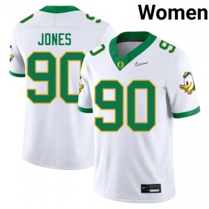 White Anthony Jones #90 Oregon Ducks Jersey | Women High School Football Moisture Wicking Stitch 99564224