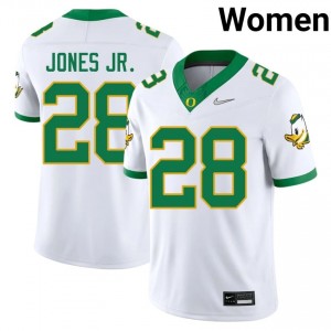 Anthony Jones Jr. #28 Ducks Jersey | Iconic White College Football Women Stitch 54709675