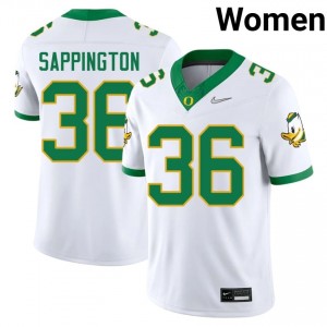Officially Licensed Atticus Sappington #36 Oregon Ducks White Jersey | Women University Football Embroidery Fan Gear 42454213