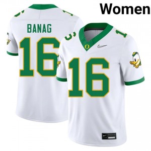 White Azel Banag #16 Oregon Ducks Jersey | Women High School Football Licensed Stitch 62039144