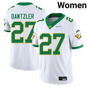 #27 Bleu Dantzler Oregon Ducks White Jersey | Authentic Stitch Women Player Football Gear 62166712