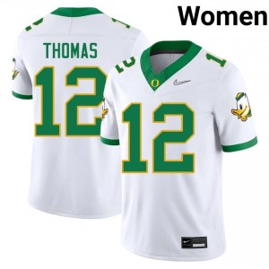 Oregon Brock Thomas #12 White Jersey | Genuine Embroidery NCAA Football Women Apparel 10374587