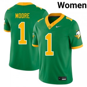 #1 Dakorien Moore Oregon Ducks Green Jersey | Classic Stitched Women Player Football Gear 77664785