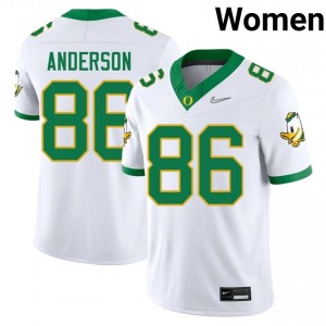 Darrian Anderson #86 Oregon Jersey | Iconic White College Football Women Stitch 76399433