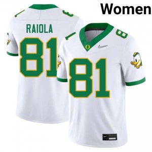 White Dayton Raiola #81 UO Ducks Jersey | Women High School Football Licensed Stitch 11288991