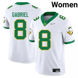 Ducks Dillon Gabriel #8 White Jersey | Pro Cut Stitch NCAA Football Women Apparel 38518653
