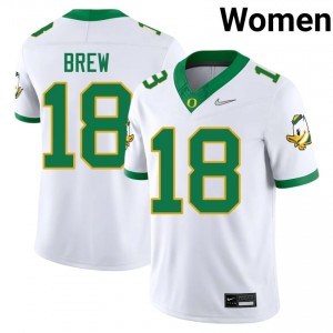 Dorian Brew #18 UO Ducks Jersey | Iconic White College Football Women Embroidery 64894299