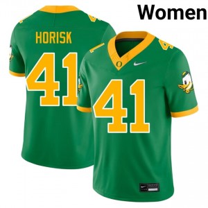 Ducks Dutch Horisk #41 Green Jersey | Premium Embroidery NCAA Football Women Apparel 13788275