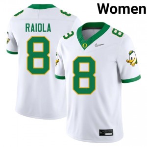 Dylan Raiola #8 Ducks Jersey | Iconic White College Football Women Stitch 83937996