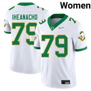 Oregon Immanuel Iheanacho #79 White Jersey | Genuine Stitch NCAA Football Women Apparel 74753565