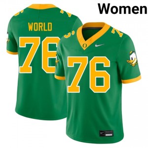 Durable Isaiah World #76 Oregon Ducks Green Jersey | Women University Football Stitched Fan Gear 34874427