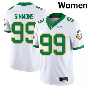 White Jerome Simmons #99 Ducks Jersey | Women High School Football Moisture Wicking Stitch 28083664