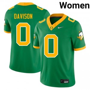 Oregon Ducks Jordon Davison #0 Green Jersey | Premium Swen NCAA Football Women Apparel 51763248