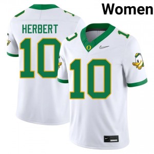 Elite Thread Justin Herbert #10 Oregon White Jersey | Women University Football Stitch Fan Gear 44329956