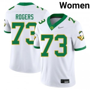 Elite Thread Kawika Rogers #73 Oregon Ducks White Jersey | Women University Football Stitch Fan Gear 17103461