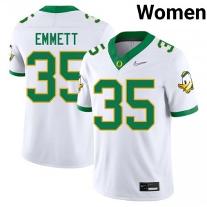 #35 Keaton Emmett UO Ducks White Jersey | Authentic Stitch Women Player Football Gear 82028378