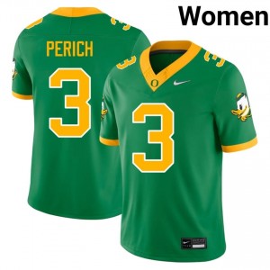 #3 Koi Perich UO Ducks Green Jersey | Classic Embroidery Women Player Football Gear 87641594