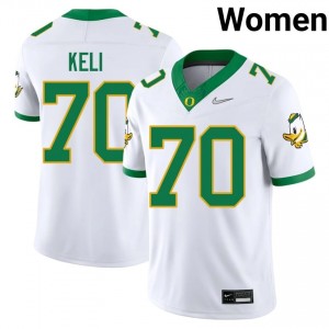 Ducks Koloi Keli #70 White Jersey | Pro Cut Stitch NCAA Football Women Apparel 66346009