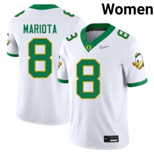 Marcus Mariota #8 Oregon Ducks Jersey | Iconic White College Football Women Stitch 56539456