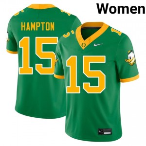 #15 Messiah Hampton Oregon Ducks Green Jersey | Elite Embroidery Women Player Football Gear 80262450