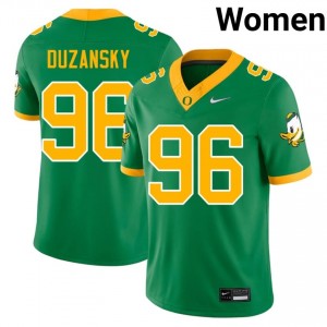 Green Nick Duzansky #96 Ducks Jersey | Women High School Football Fresh Stitched 17044034