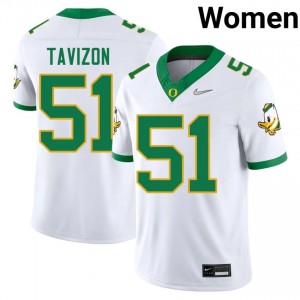 White Prince Tavizon #51 Oregon Jersey | Women High School Football Moisture Wicking Stitch 83993094