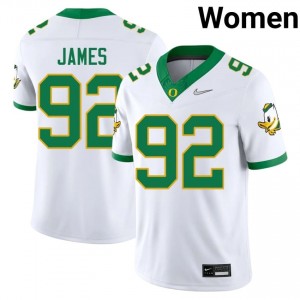 Ross James #92 Oregon Ducks Jersey | Iconic White College Football Women Stitched 60689757