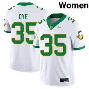 Troy Dye #35 UO Ducks Jersey | Iconic White College Football Women Stitch 54796819