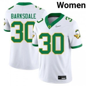 White Xavier Barksdale #30 Ducks Jersey | Women High School Football Moisture Wicking Embroidery 48557053