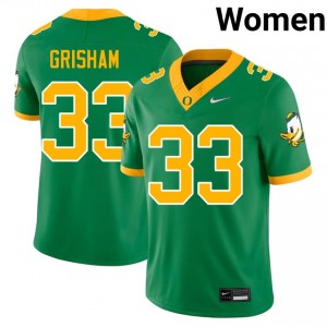 Oregon Zach Grisham #33 Green Jersey | Premium Embroidery NCAA Football Women Apparel 46226077