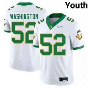 UO Ducks A'Mauri Washington #52 White Jersey | Genuine Embroidery NCAA Football Youth Apparel 70865085
