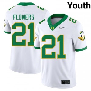 White Aaron Flowers #21 Oregon Ducks Jersey | Youth High School Football Licensed Stitched 87490500