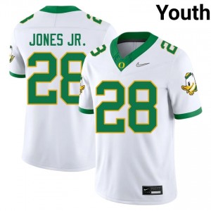 #28 Anthony Jones Jr. UO White Jersey | Alumni Stitched Youth Player Football Gear 72710815
