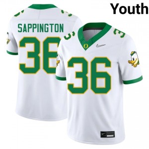 White Atticus Sappington #36 Oregon Ducks Jersey | Youth High School Football Moisture Wicking Stitched 33978987