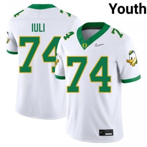 White Dave Iuli #74 UO Ducks Jersey | Youth High School Football Moisture Wicking Stitch 70950765