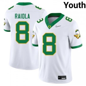 #8 Dylan Raiola Ducks White Jersey | Alumni Stitched Youth Player Football Gear 24093610