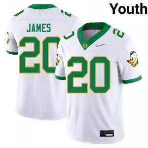 Elite Thread Jordan James #20 Oregon Ducks White Jersey | Youth University Football Stitched Fan Gear 52566363