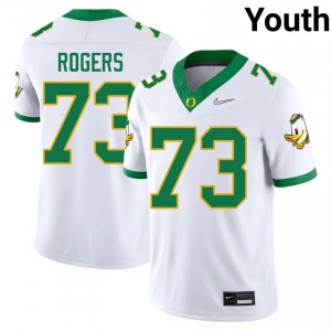 White Kawika Rogers #73 Oregon Ducks Jersey | Youth High School Football Licensed Embroidery 78429786